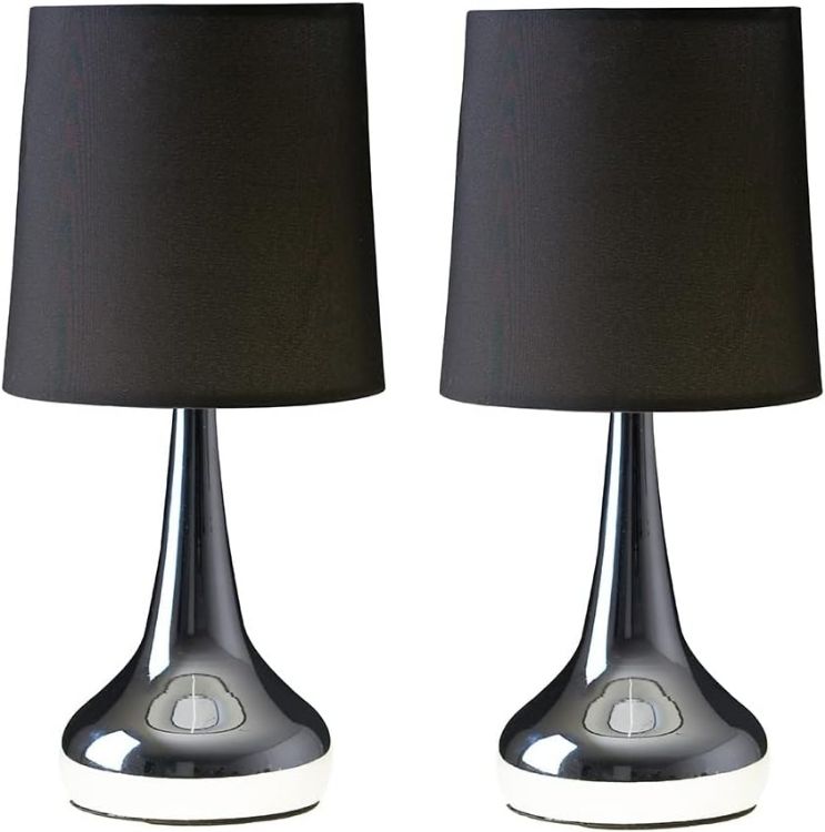 Picture of 2 x Touch Table Lamps 34cm Dimmable Dimmer Bedside Lights Living Room LED Bulb 