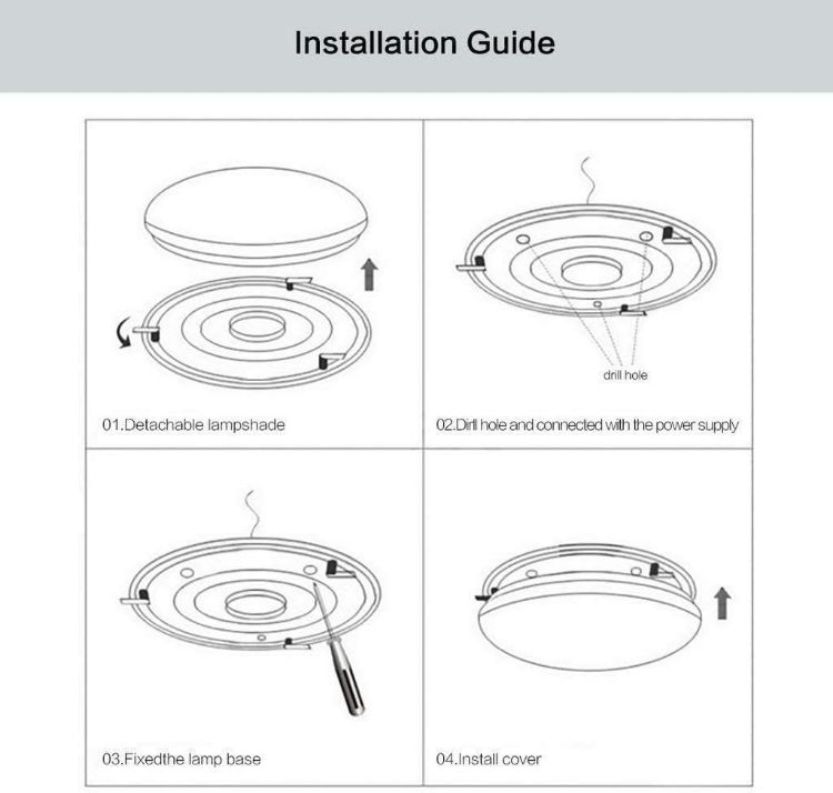 Picture of 48W Bathroom Lights Ceiling,Ceiling Lights Round, Indoor Dome Flush Ceiling Light for Bulkhead, Bedroom, Utility Room,Stairs,Hallway