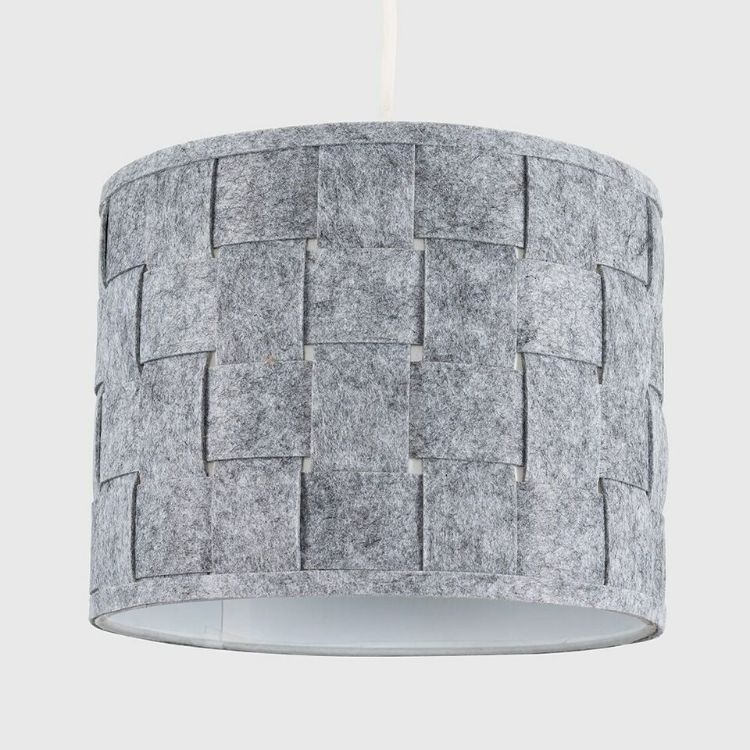 Picture of Ceiling Light Shade Modern Grey Felt Weave Design Easy Fit Drum Lampshade Home