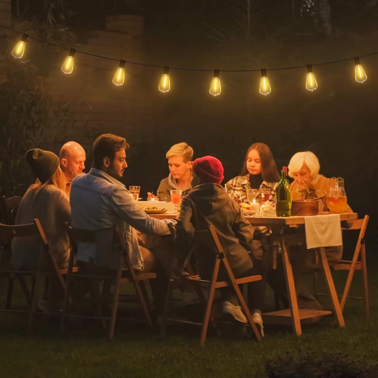 Picture of 49ft Festoon Lights, Outdoor Garden Patio String Lights Mains Powered, 3000K Warm White, ST64 Waterproof LED String Lights