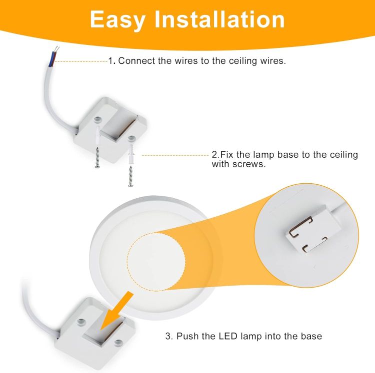 Picture of 6W Slim Round LED Ceiling Light 6500K Small Flush Cool White Lighting Ceiling for Hallway, Balcony, Kitchen, Corridor, Stairwell 𝐏𝐚𝐜𝐤 of 2