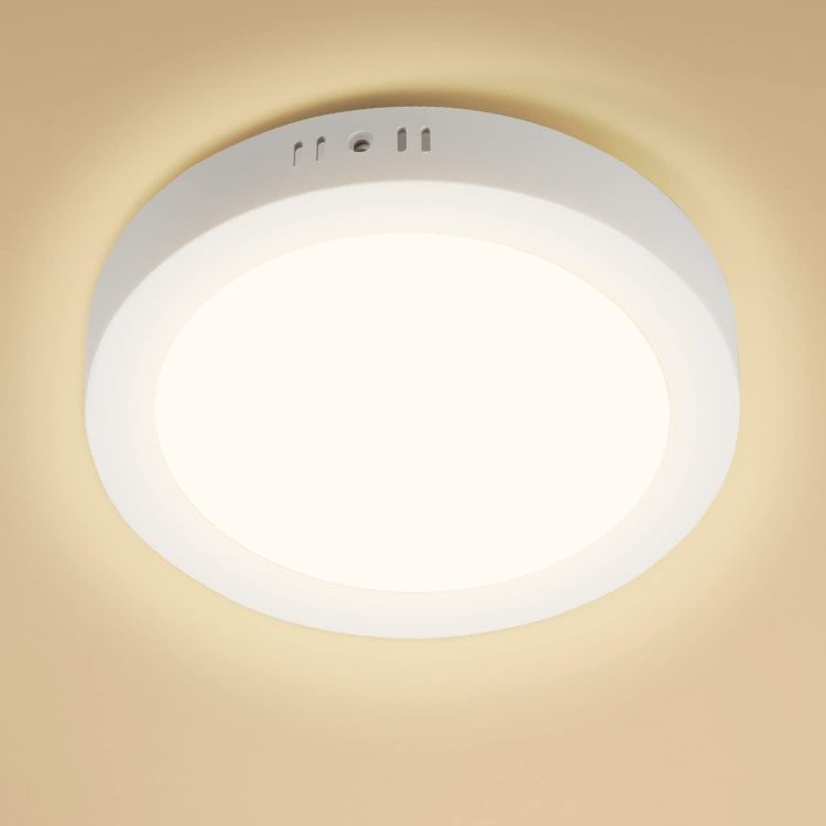Picture of 18W Round Surface Mounted LED Ceiling Lights, 1980Lumen Warm White 3000K, LED Panel Ceiling Lamp for Living Room, Kitchen, Bulkhead, Porch, Bedroom, and Utility Room [Energy Class E]
