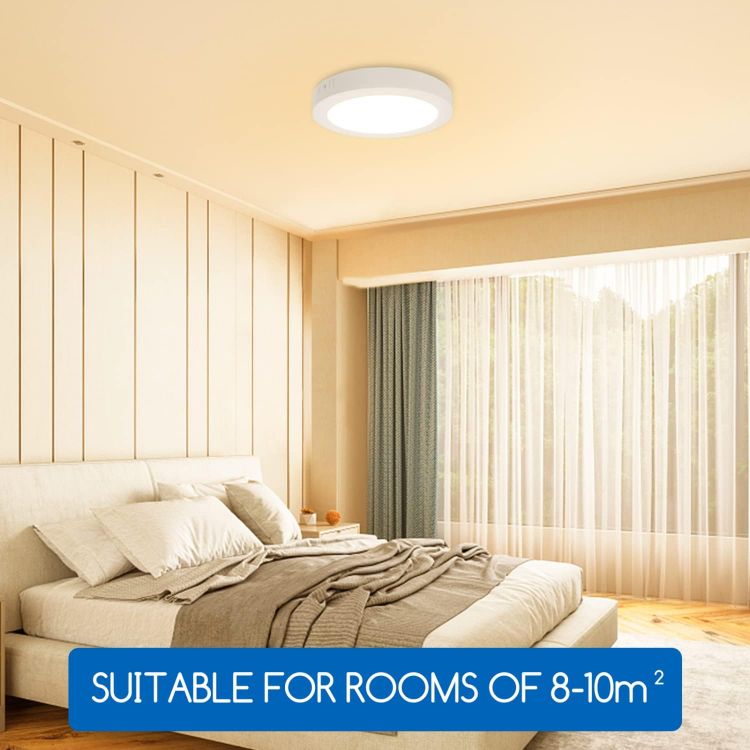 Picture of 18W Round Surface Mounted LED Ceiling Lights, 1980Lumen Warm White 3000K, LED Panel Ceiling Lamp for Living Room, Kitchen, Bulkhead, Porch, Bedroom, and Utility Room [Energy Class E]