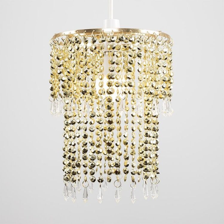 Picture of Modern Decorative Gold Jewel Acrylic Bead Ceiling Pendant Light Shade