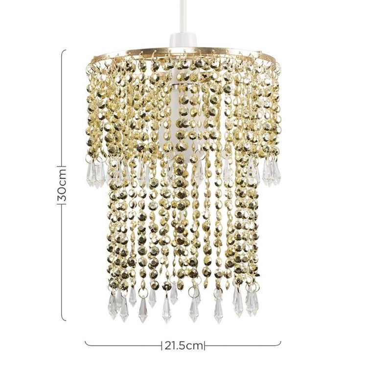 Picture of Modern Decorative Gold Jewel Acrylic Bead Ceiling Pendant Light Shade