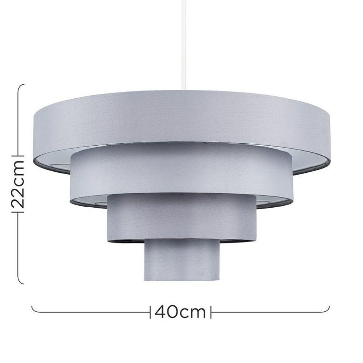 Picture of 4-Tiered Ceiling Light Shade, Easy-Fit Fabric Lampshade Pendant with LED Lighting