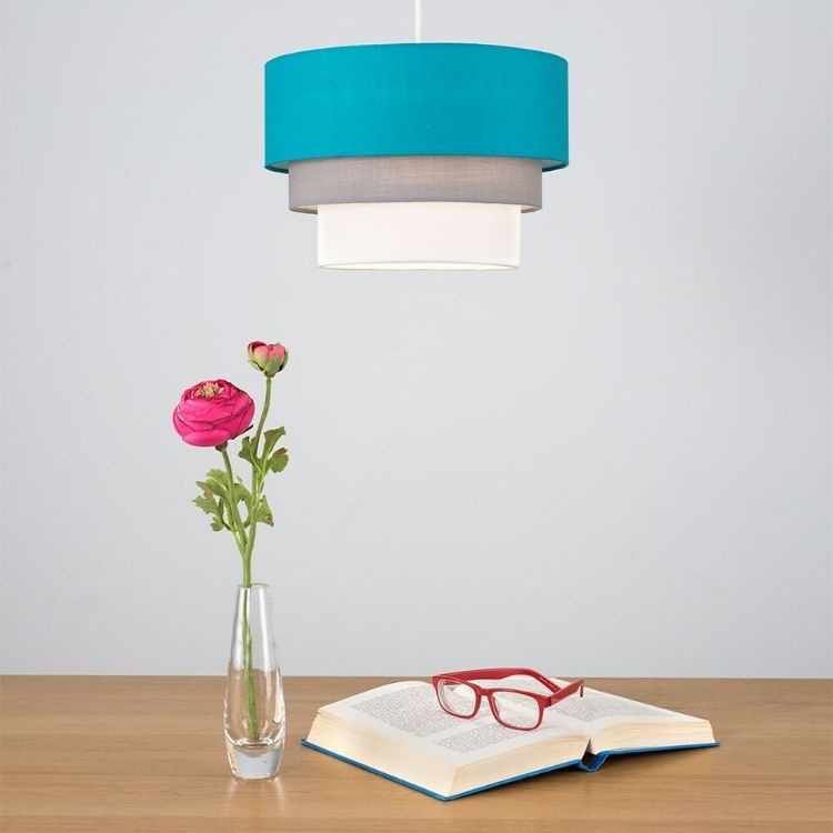 Picture of Tiered Fabric Ceiling Pendant Lampshade, Elegant Lighting for Bedroom or Living Room