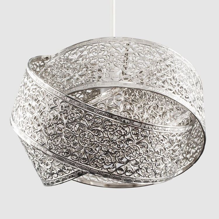 Picture of  Modern Brushed Chrome Artistic Intertwined Rings Design Ceiling Pendant Light Shade