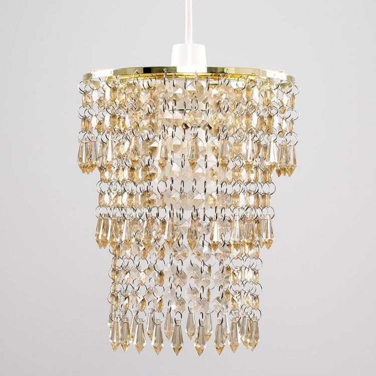 Picture of Modern Decorative Gold & Champagne Jewel Acrylic Bead Bedroom Hallway Ceiling Pendant Light Shade