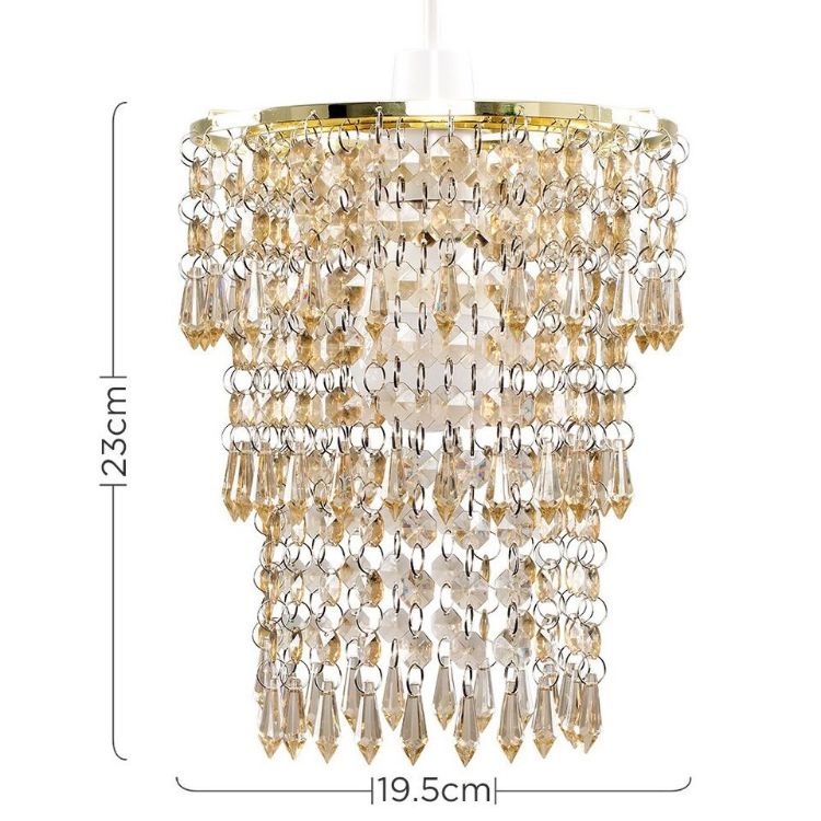 Picture of Modern Decorative Gold & Champagne Jewel Acrylic Bead Bedroom Hallway Ceiling Pendant Light Shade