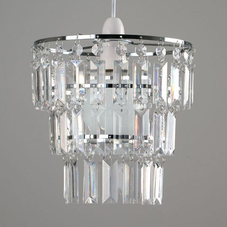 Picture of Lampshade Ceiling Pendant Light Shade Acrylic Crystal Easy Fit Chandelier Modern
