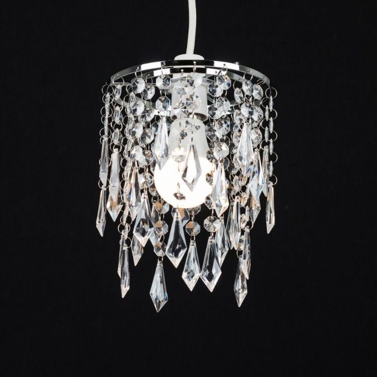 Picture of Chandelier Design Ceiling Pendant Light Shade with Clear Acrylic Jewel Effect Droplets For Bedroom, Hallways, Living Room Etc