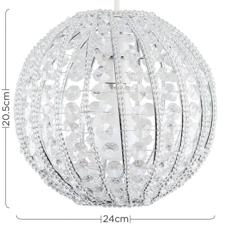 Picture of Ornate Lampshade Design Round Clear Acrylic Jewel Ceiling Light Shade Globe Pendant 