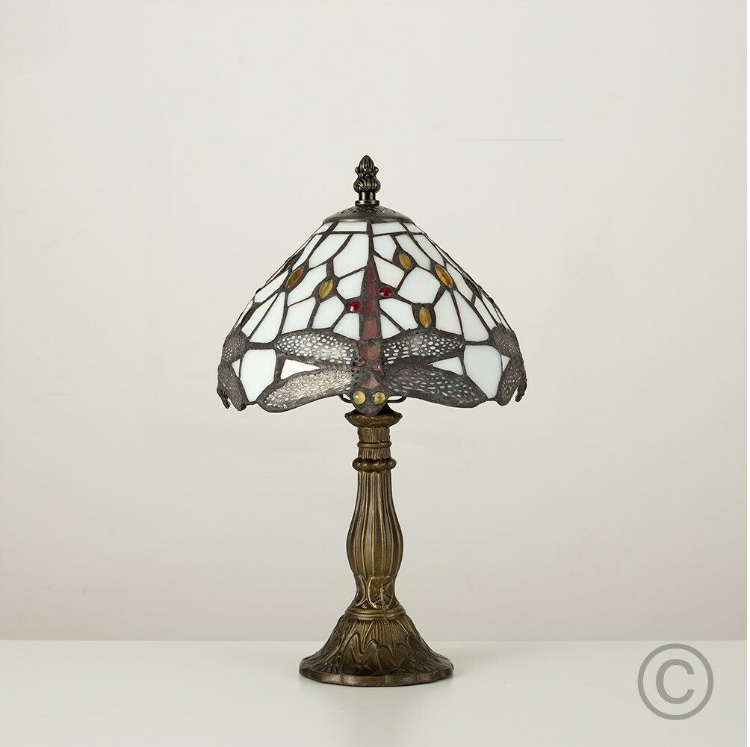 Picture of Traditional Table Lamp Antique Brass Stained Glass Vintage Tiffany Style Light