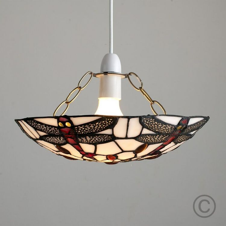 Picture of Retro Stained Glass Ceiling Light Shade Tiffany Style Easy Fit Pendant Lampshade