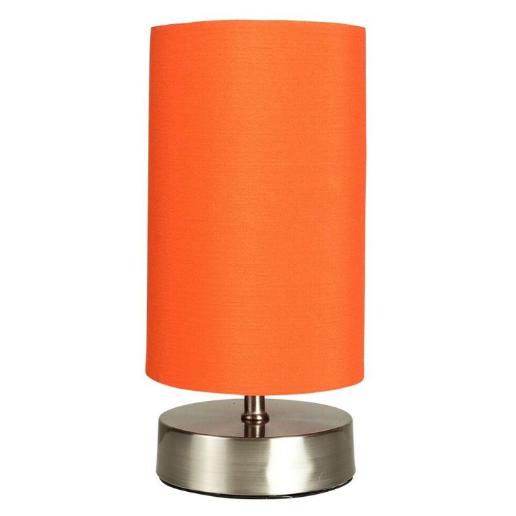 Picture of Orange Chrome Bedside Touch Table Lamp 24cm Desk Task Light Lampshade LED