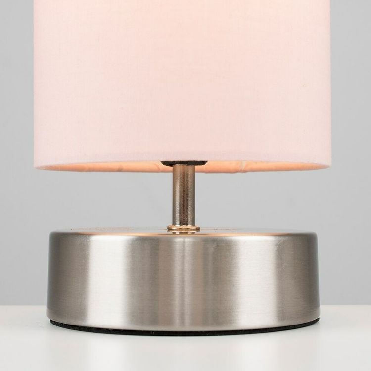Picture of Modern Chrome Touch Dimmer Bedside Table Lamp with Pink Cylinder Light Shade For Bedroom Living Room 