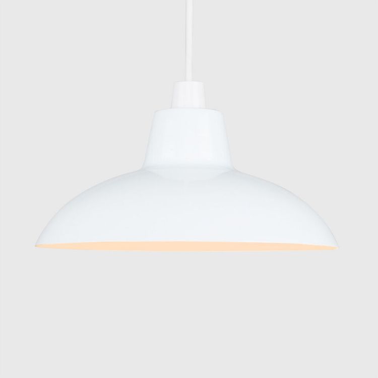 Picture of Retro Style Gloss White Metal Easy Fit Ceiling Pendant Light Shade - Complete with a 10w LED Bulb