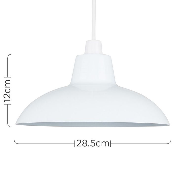 Picture of Retro Style Gloss White Metal Easy Fit Ceiling Pendant Light Shade - Complete with a 10w LED Bulb