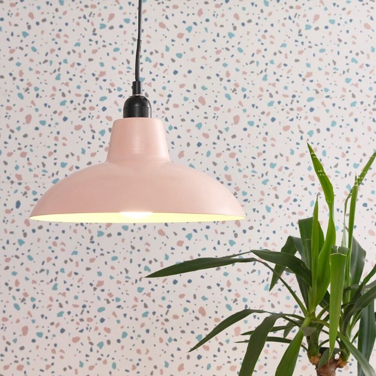 Picture of Retro Style Pink Metal Easy Fit Ceiling Pendant Light Shade for Kitchen & Living Room Lighting