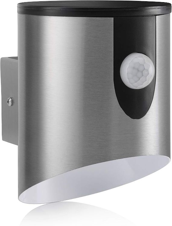 Picture of Stainless Steel Outdoor Battery Powered Wireless LED PIR Motion Sensor Security Wall Light IP44, Cool White