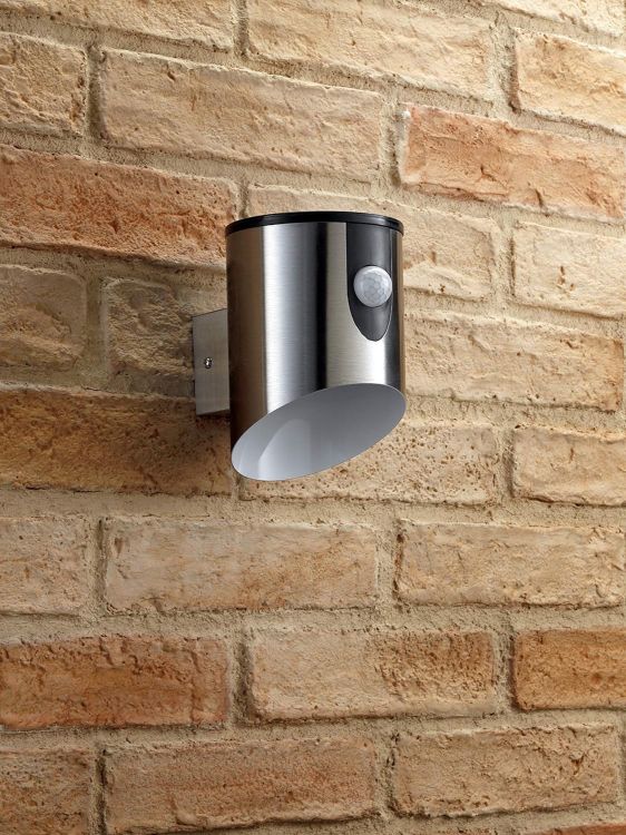 Picture of Stainless Steel Outdoor Battery Powered Wireless LED PIR Motion Sensor Security Wall Light IP44, Cool White