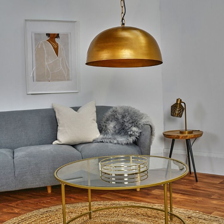 Picture of Gold  Hanging Ceiling Light Fitting Pendant Lampshade Living Room LED Bulb