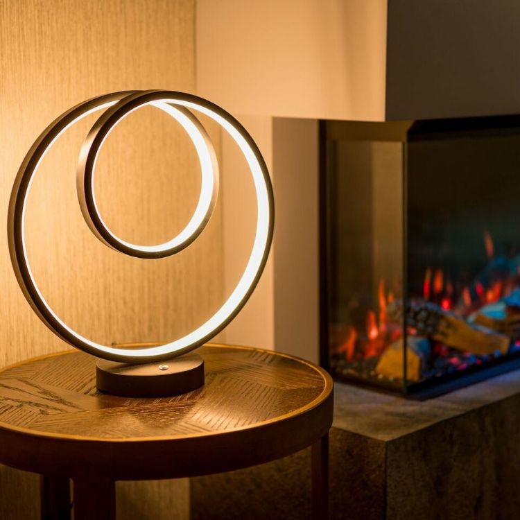 Picture of Modern Touch Black Loop Table Lamp with Integrated LED Warm White Light for Bedside or Living Room