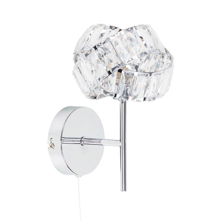Picture of Wall Light Fitting Modern Chrome Pull Switch Lighting Jewel Shade LED Bulb