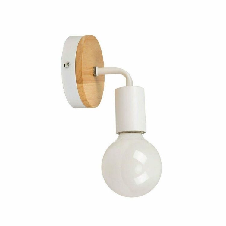 Picture of Modern Retro Industrial Sconce White Glass Lantern Creative Wrought Iron E27 Wall Lamp
