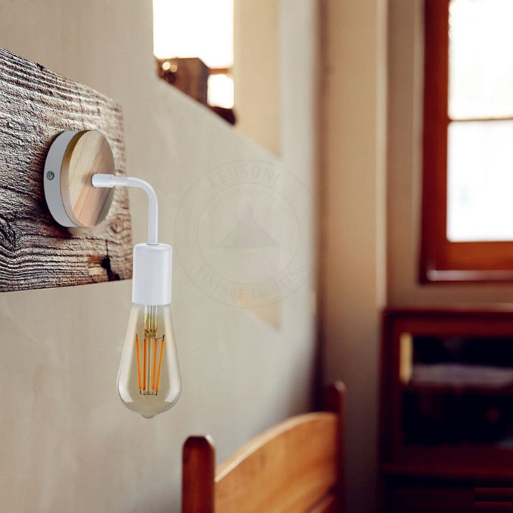 Picture of Modern Retro Industrial Sconce White Glass Lantern Creative Wrought Iron E27 Wall Lamp