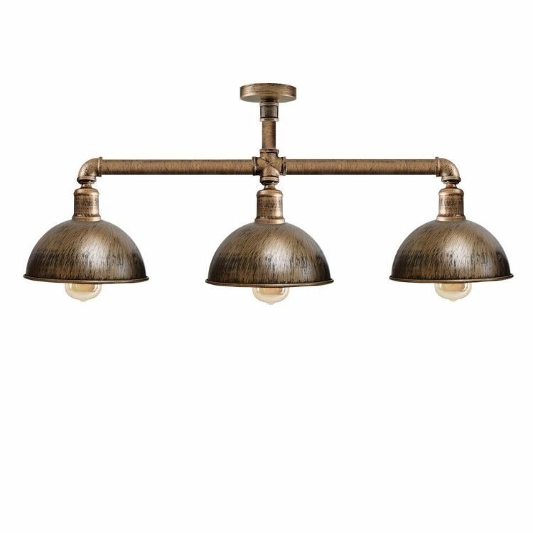 Picture of 3 Pendant Pipe Light Vintage Industrial Suspended Arm 3 Head Ceiling Lamp E27