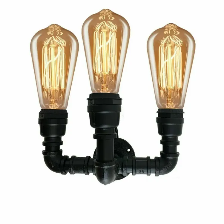 Picture of Vintage Industrial Steampunk Metal Pipe Lights Ceiling Pendants, Wall Sconces, and Table Lamps