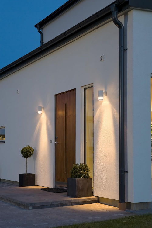 Picture of Double Down Outdoor Wall Light E27 35W Max Mains Powered White Garden Wall Lamp