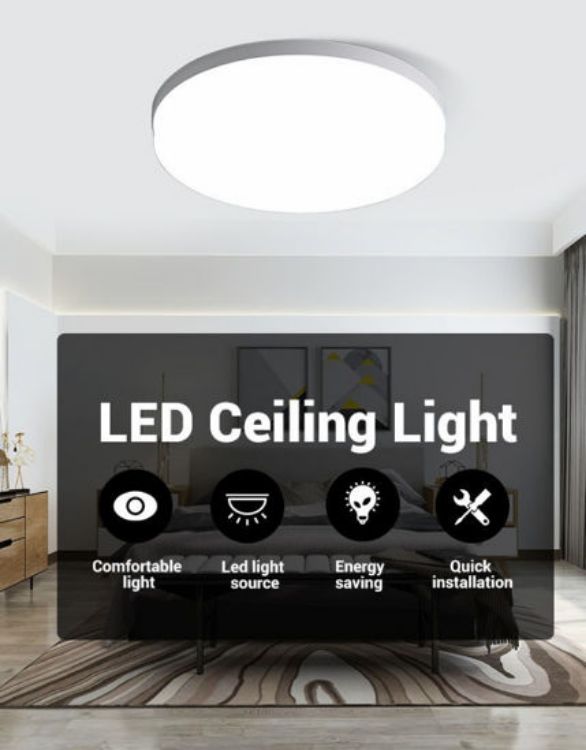 Picture of 24W LED Ceiling Light – Modern Flush Mount Light for Bathroom, Bedroom, Utility Room, Stairs & Hallways