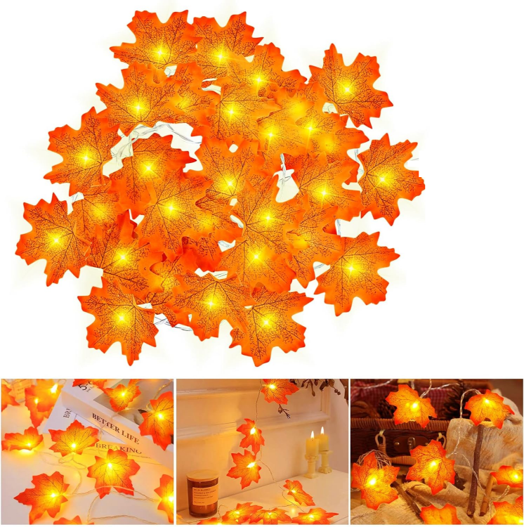 Maple leaves fairy string lights with remote control for autumn decor