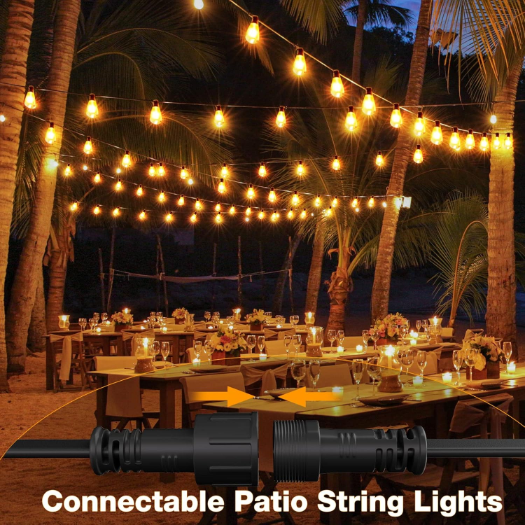 Warm white outdoor string lights for backyard and terrace decoration