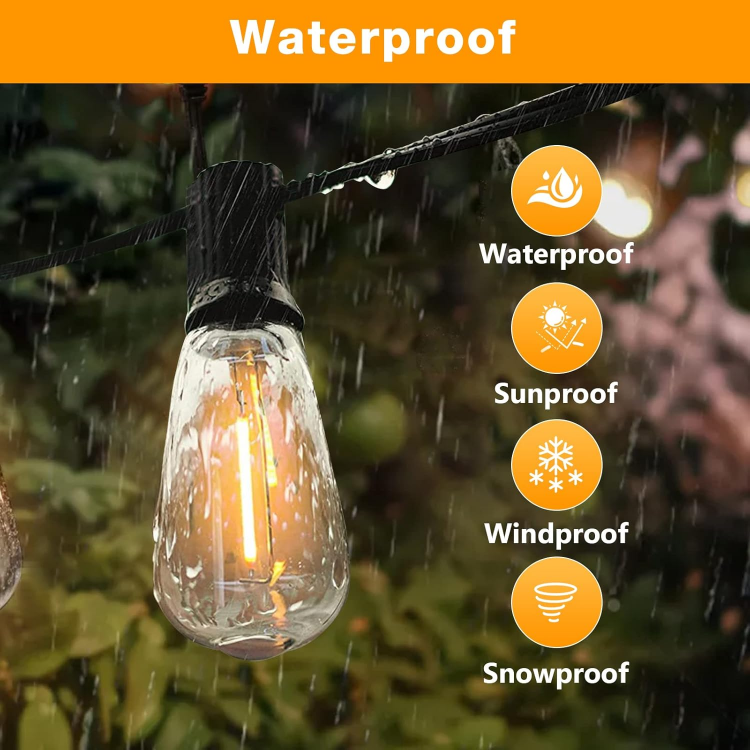 Durable outdoor LED string lights with IP44 weatherproof rating