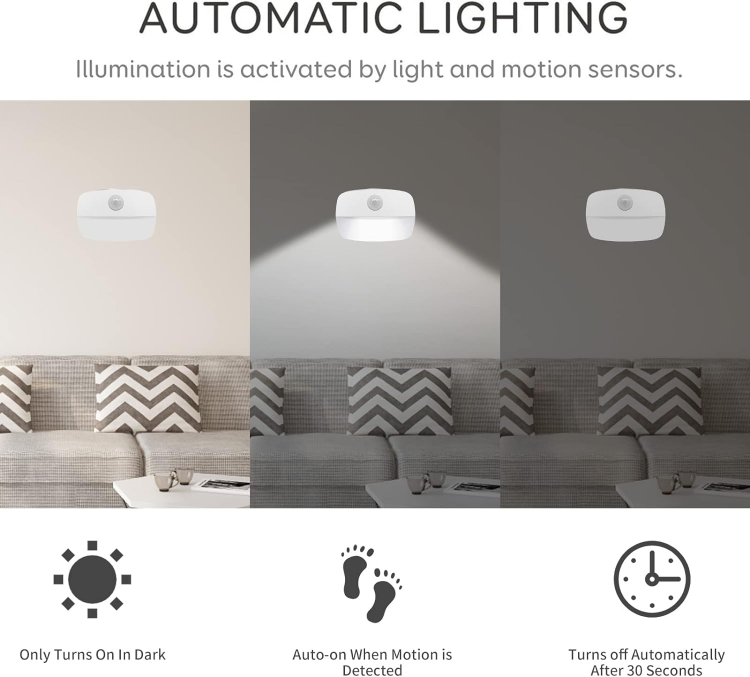 Battery-Operated PIR Sensor Night Light for Bedroom, Hallway, and Stairs