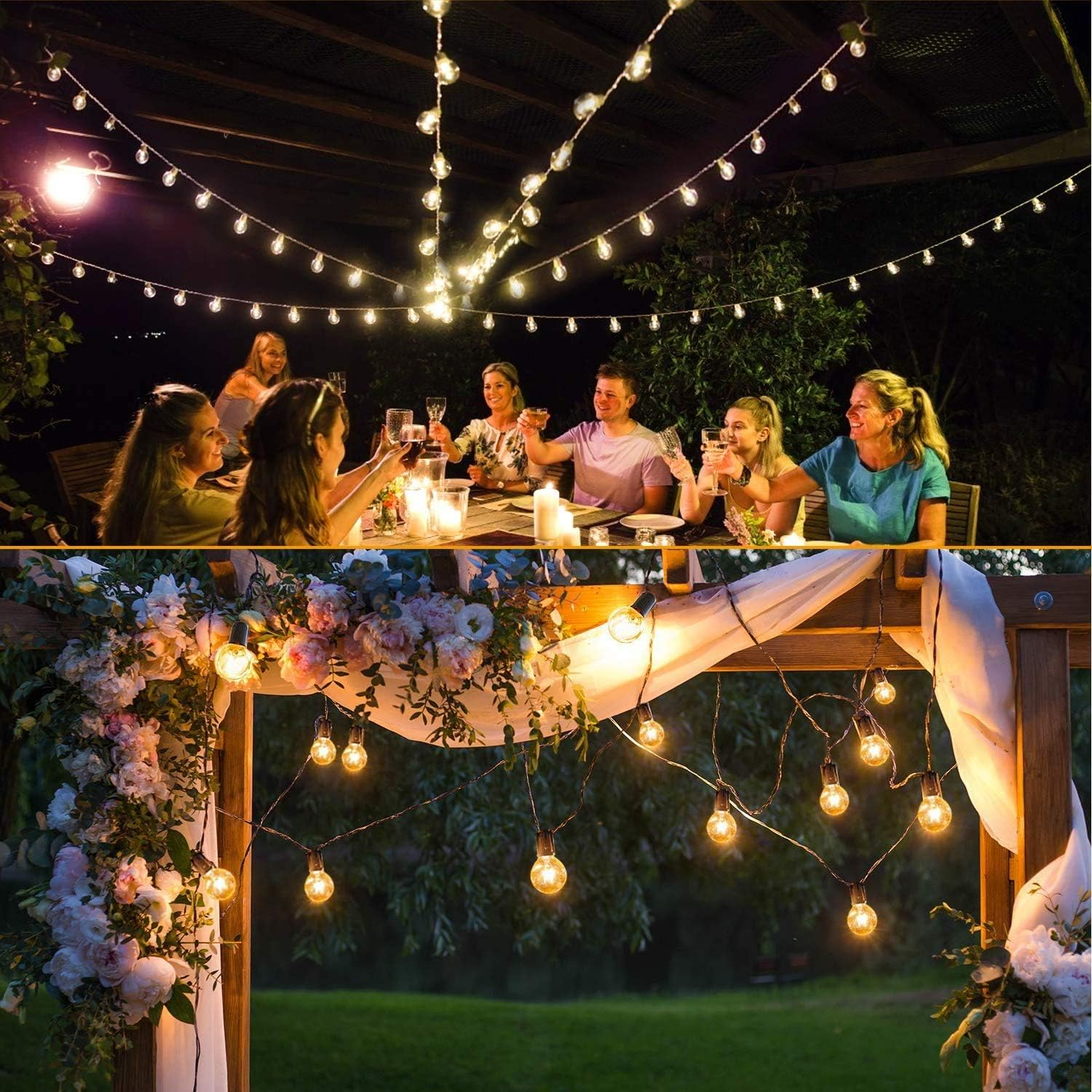 LED Outdoor Festoon Lights 25FT – G40 Globe String Lights Mains Powered