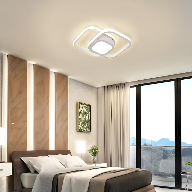 Sleek three-dimensional LED ceiling light in white color