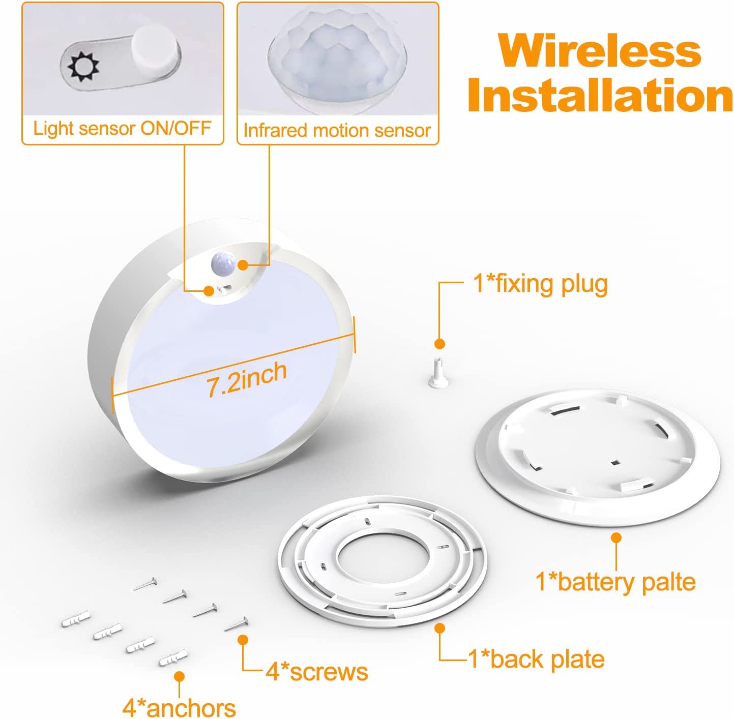 4 Pack Ultra-Bright LED Motion Sensor Ceiling Light – Battery Operated ...