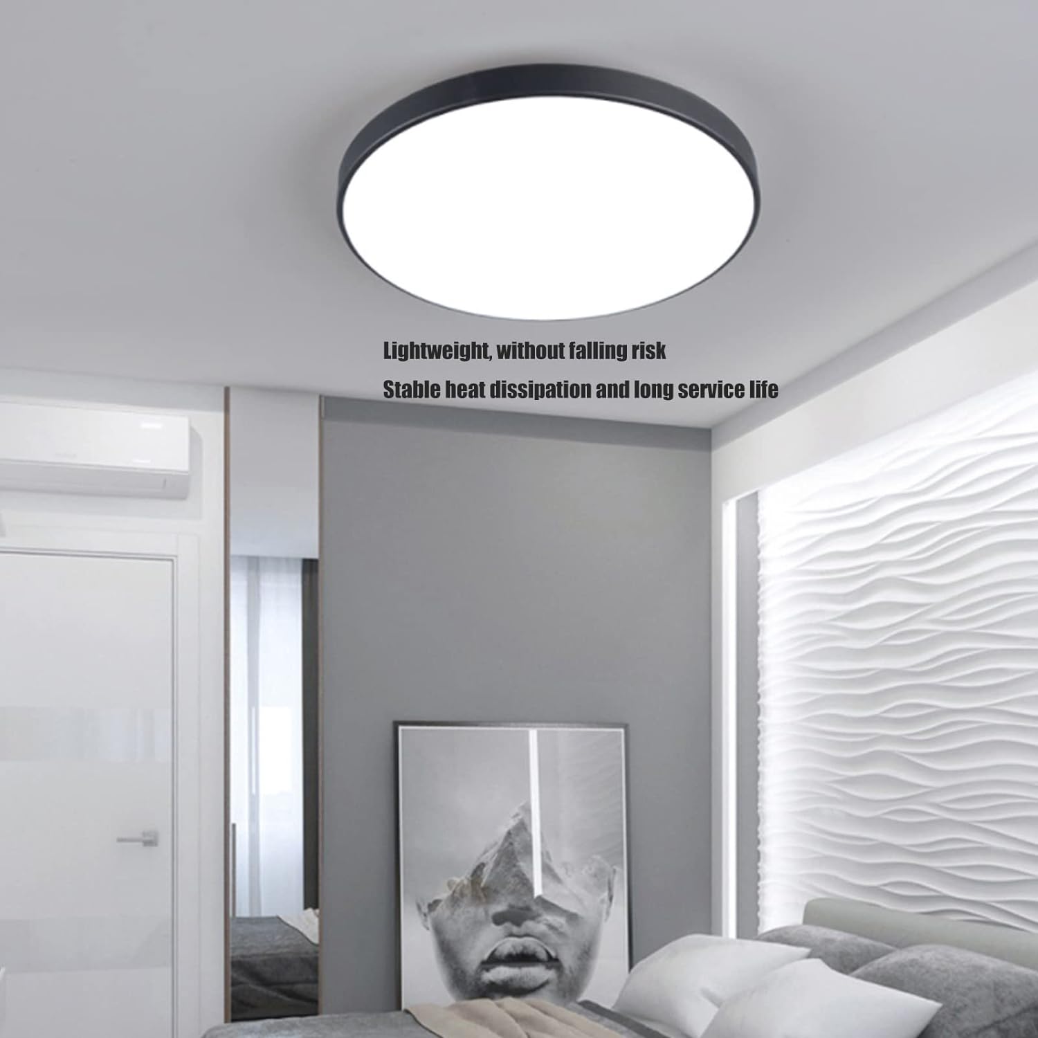 18W Black Flush Mount LED Ceiling Light - Daylight White, Energy ...