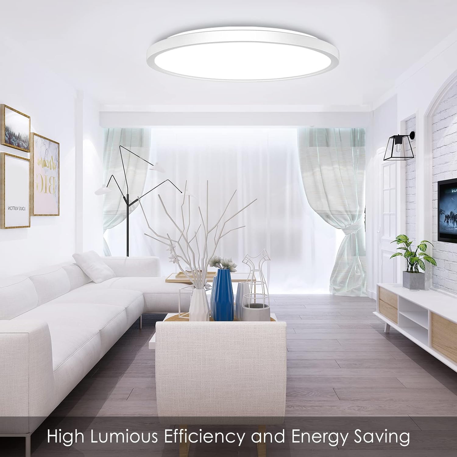 LED Ceiling Light Dimmable 24W, 3200LM RGB Color Changing Bathroom ...
