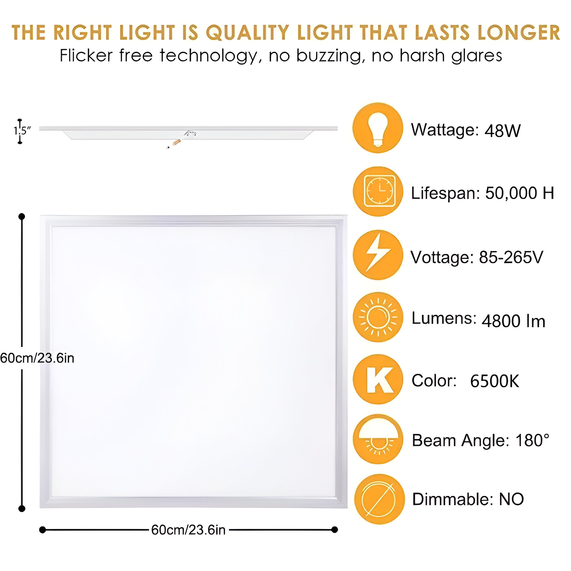 4-Pack 48W LED Panel Light 600x600mm, Cool White 6500K – Energy ...
