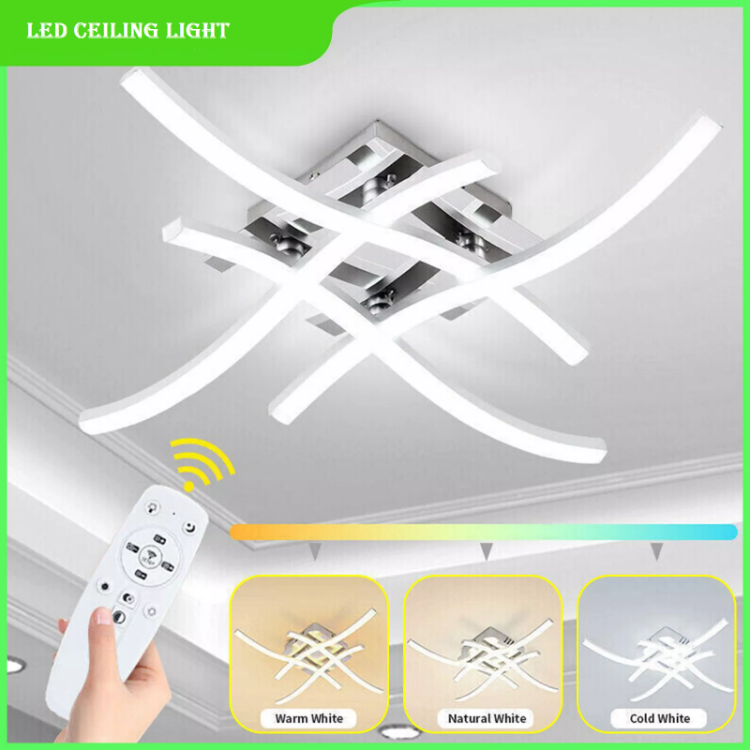 Modern wave-shaped LED ceiling light with integrated LEDs