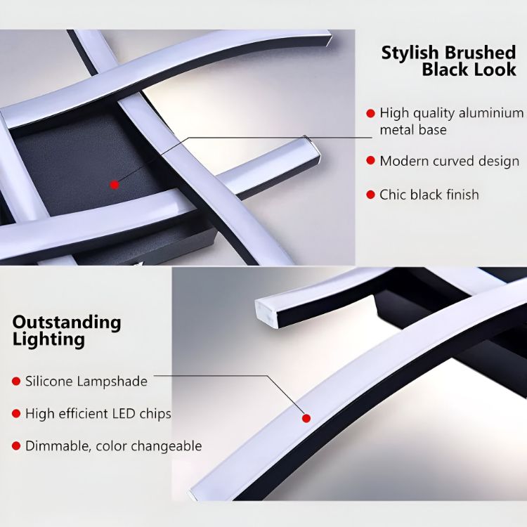 Picture of Dimmable Ceiling Light 4 Wave Lights Modern Kitchen Living Room Bedroom Lamp