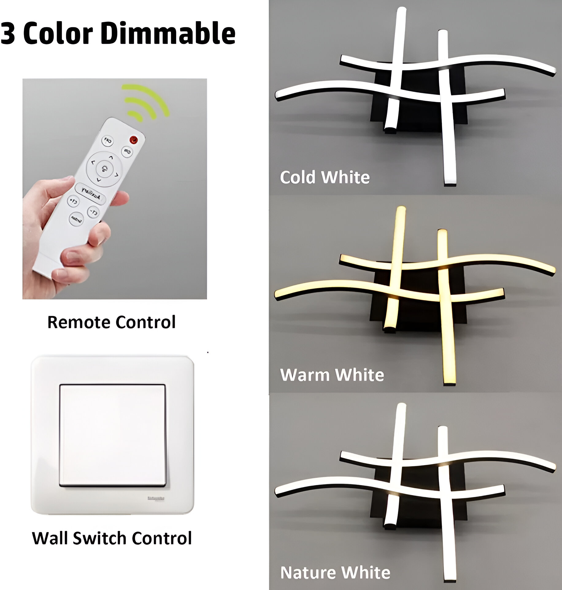 Modern 24W Dimmable 4 Wave LED Ceiling Light for Kitchen, Living Room ...