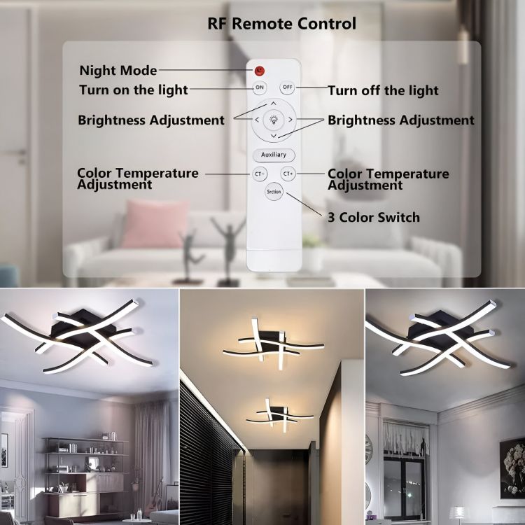 Picture of Dimmable Ceiling Light 4 Wave Lights Modern Kitchen Living Room Bedroom Lamp