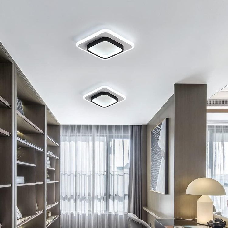 Picture of Chic 22W LED Ceiling Light, 9.5” Square Fixture, Dimmable Glow for Bedroom, Kitchen, Office & More (Black & White)